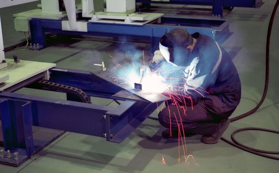 Arc-welding on the factory shop floor