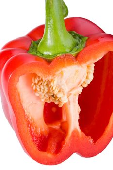 sliced red bell pepper isolated on white