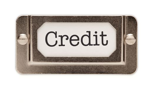 Credit File Drawer Label Isolated on a White Background.