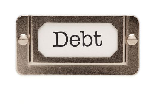 Debt File Drawer Label Isolated on a White Background.