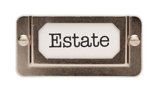 Estate File Drawer Label Isolated on a White Background.