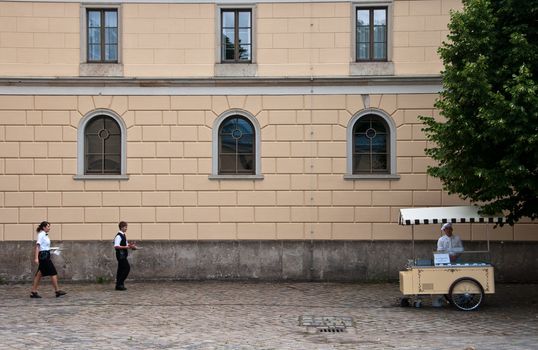 waiters bringing food at Albrechtsberg Castle, Dresden, Germany