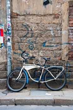 bicycle agian brick wall