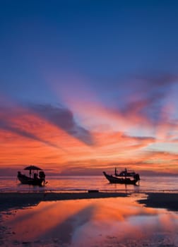 Tranquil Tropical Island of Koa Toa in Thailand as sun sets.