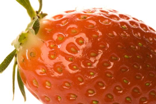 Isolated macro image of a strawberry.