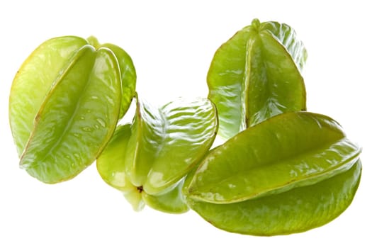 Isolated macro image of carambola or commonly known as star fruits.