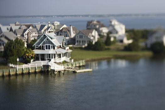 Aerial view of coastal community on Bald Head Island, North Carolina.