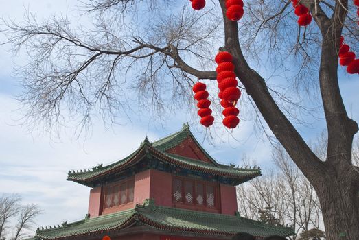 Ground the lantern of the inside of the altar temple fair