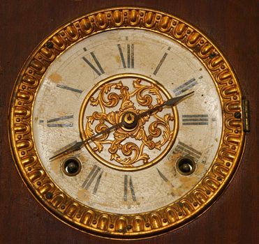 Antique Wind Up Clock Face with Roman Numerals