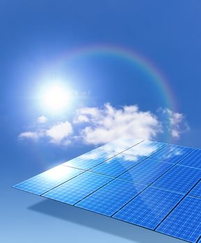 An image of a nice solar panel with a rainbow