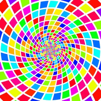 colorful twirl of bright cubes with white mortar