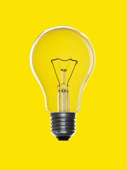 A light bulb over a yellow background.