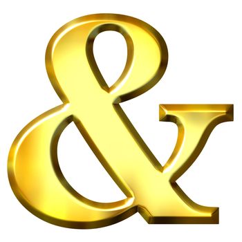 3d golden ampersand isolated in white