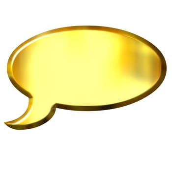 3d golden speech bubble isolated in white
