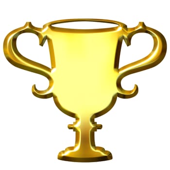 3d golden trophy isolated in white