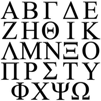 3d Greek Alphabet isolated in white