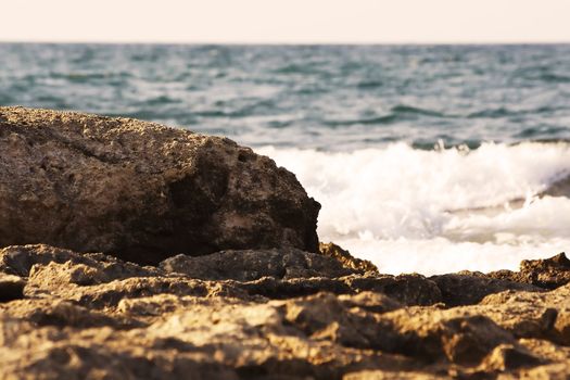 Rock on a beach in Puglia, in the south of italy