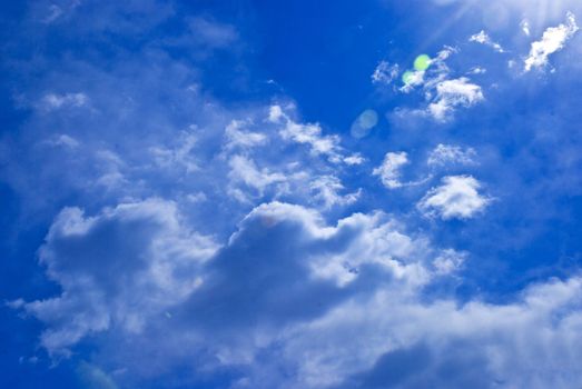 Blue sky and white clouds under the sun