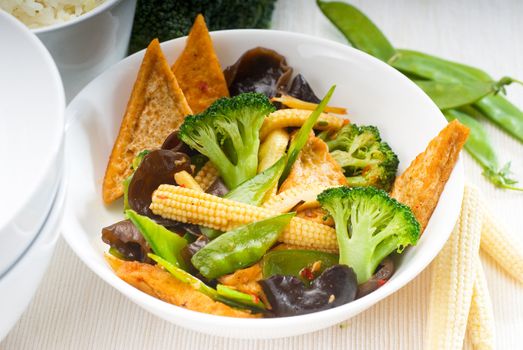 fresh and healthy tofu,beancurd with mix vegetables typical chinese dish