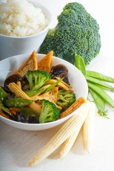 fresh and healthy tofu,beancurd with mix vegetables typical chinese dish