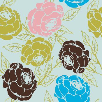 Seamless background with roses, pattern