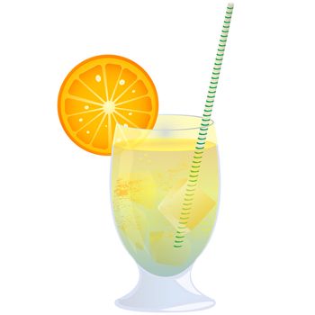 Refreshing orange cocktail, isolated object against white background