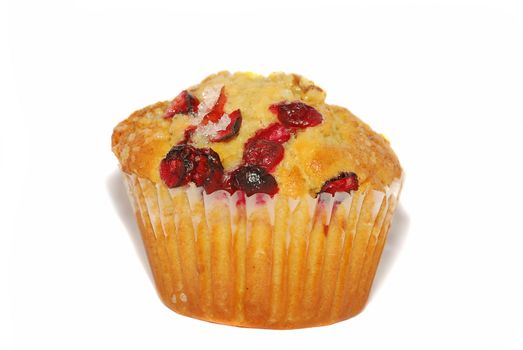 Fresh cranberry muffin isolated on the white.