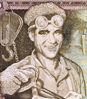 Steel Worker on 10 Dinars 1968 Banknote from Yugoslavia