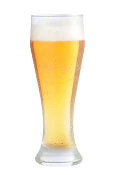Cold beer glass on white background with clipping path
