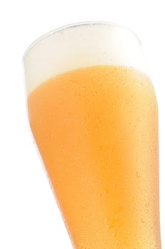 Cold beer glass on white background with clipping path