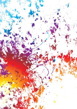White background with rainbow grunge effect with paint splat
