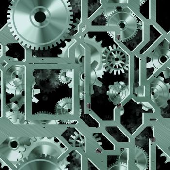 Seamless Mechanical Background with Cogs as Art