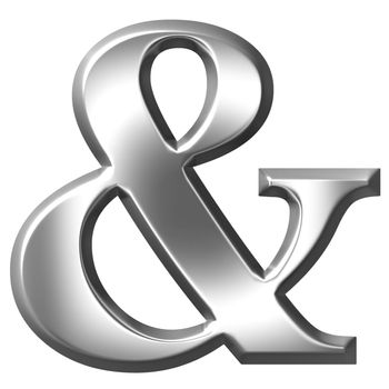 3d silver ampersand isolated in white