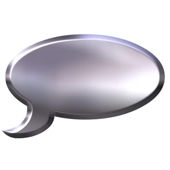 3d silver speech bubble isolated in white
