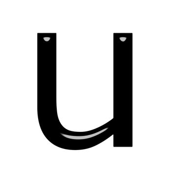 3d letter u isolated in white