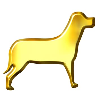 3d golden dog isolated in white