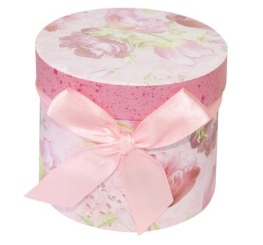 Round Floral Gift Box isolated with clipping path