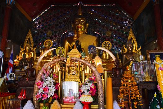Set of Buddha images in Wat Doi Suthep temple church