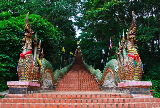 Nagaa staircase of Wat Doi suthep temple, Chiang Mai
