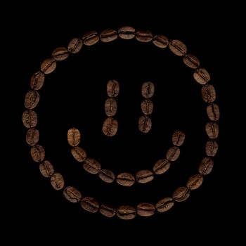 Coffe smiley on black background