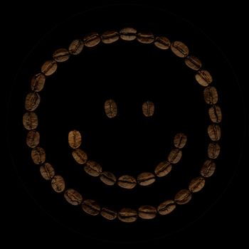 Coffe smiley on black background