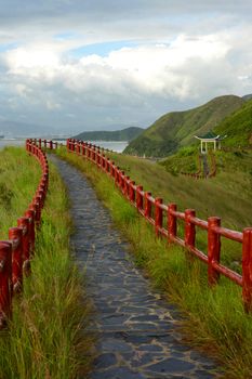 hiking path with pavillion