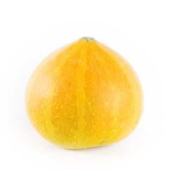 Yellow decorative pumpkin on white background