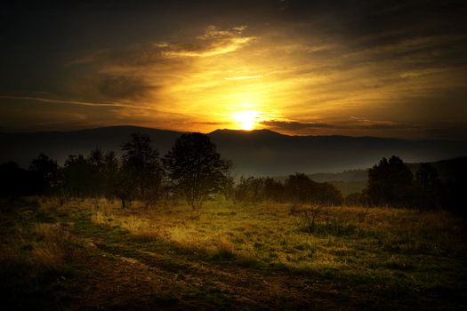 Sunrise from the Tarcu mountain, Romania