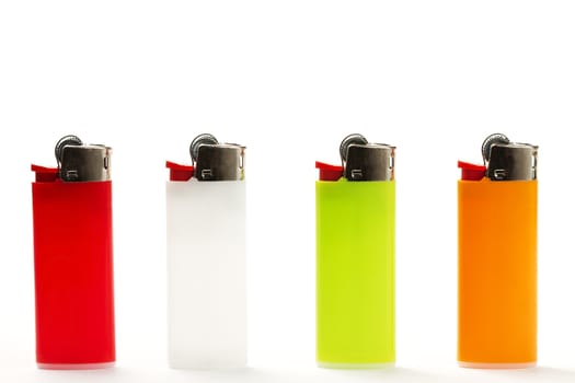 a colorful lighter row on white background 