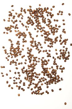 a lot of coffee beans isolated on white background