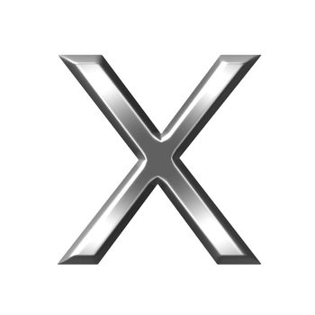 3d silver letter x isolated in white