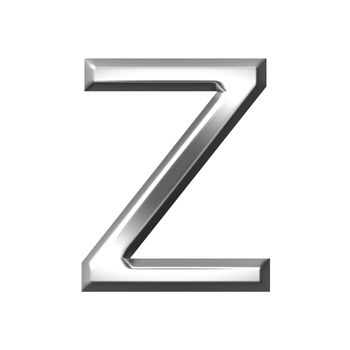 3d silver letter z isolated in white