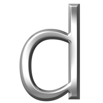 3d silver letter d isolated in white