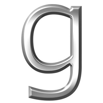 3d silver letter g isolated in white